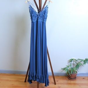Free People | Adella Maxi Slip Dress | Turquoise | XS